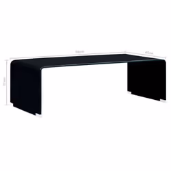 vidaXL Coffee Table Tempered Glass Black 98cm Home Side Tea Stand Furniture - Additional view 4