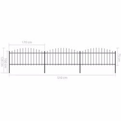 vidaXL Garden Fence Spear Outdoor Panel Barrier Border Privacy Multi Sizes - 5.1 m/ 50-75 cm - Additional view 4