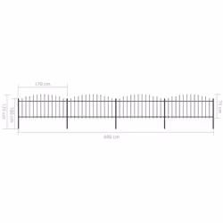 vidaXL Garden Fence Spear (0.5-0.75)x6.8m Outdoor Barrier Border - Additional view 4
