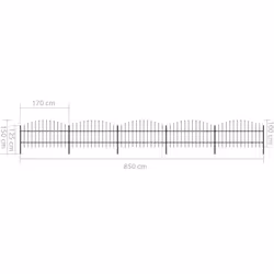 vidaXL Garden Fence Spear Outdoor Panel Barrier Border Privacy Multi Sizes - 8.5 m/ 75-100 cm