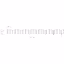 vidaXL Garden Fence Spear Outdoor Panel Barrier Border Privacy Multi Sizes - 11.9 m/ 75-100 cm - Additional view 4