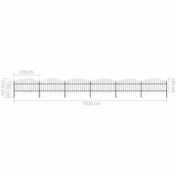vidaXL Garden Fence Spear Outdoor Panel Barrier Border Privacy Multi Sizes - 10.2 m/ 100-125 cm