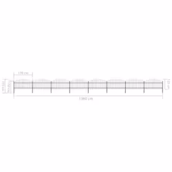 vidaXL Garden Fence Spear Outdoor Panel Barrier Border Privacy Multi Sizes - 13.6 m/ 100-125 cm