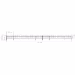 vidaXL Garden Fence Spear Outdoor Panel Barrier Border Privacy Multi Sizes - 15.3 m/ 100-125 cm