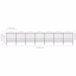 vidaXL Garden Fence Spear Outdoor Panel Barrier Border Privacy Multi Sizes - 11.9 m/ 175-200 cm