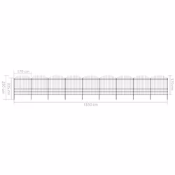 vidaXL Garden Fence Spear Outdoor Panel Barrier Border Privacy Multi Sizes - 15.3 m/ 175-200 cm
