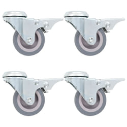 vidaXL Bolt Hole Swivel Casters with Double Brakes Trolley Wheel Caster TPR - 8 pcs