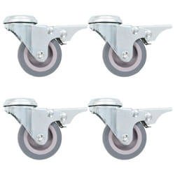 vidaXL Bolt Hole Swivel Casters with Double Brakes Trolley Wheel Caster TPR - 16 pcs