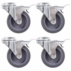 vidaXL Bolt Hole Swivel Casters with Double Brakes Trolley Wheel Caster TPR - 8 pcs