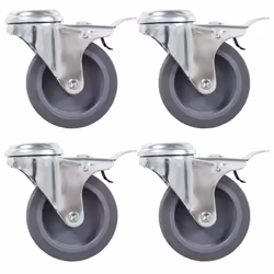 vidaXL Bolt Hole Swivel Casters with Double Brakes Trolley Wheel Caster TPR - 24 pcs