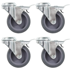 vidaXL Bolt Hole Swivel Casters with Double Brakes Trolley Wheel Caster TPR - 24 pcs