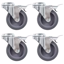 vidaXL Bolt Hole Swivel Casters with Double Brakes Trolley Wheel Caster TPR - 32 pcs