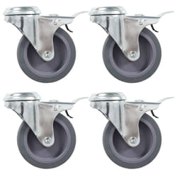 vidaXL Bolt Hole Swivel Casters with Double Brakes Trolley Wheel Caster TPR - 32 pcs