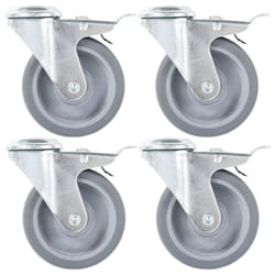 vidaXL Bolt Hole Swivel Casters with Double Brakes Trolley Wheel Caster TPR - 12 pcs