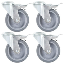 vidaXL Bolt Hole Swivel Casters with Double Brakes Trolley Wheel Caster TPR - 16 pcs