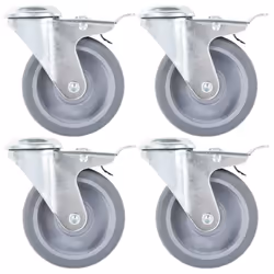 vidaXL Bolt Hole Swivel Casters with Double Brakes Trolley Wheel Caster TPR - 24 pcs