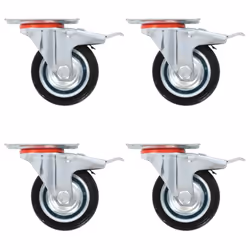 vidaXL Swivel Casters with Double Brakes Furniture Casters Trolley Caster - 24 pcs