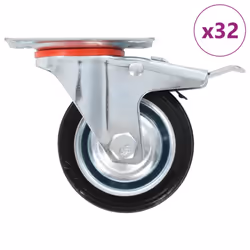 vidaXL 32x Swivel Casters with Double Brakes 75mm Trolley Furniture Wheels