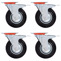 vidaXL Swivel Casters with Double Brakes Furniture Casters Trolley Caster - 16 pcs