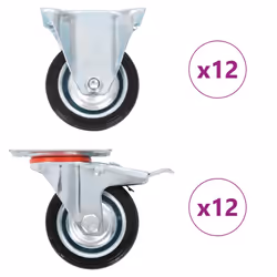 vidaXL Casters Moving Wheels Trolley Accessory Furniture Caster Trolley Caster - 24 pcs