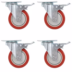 vidaXL Swivel Casters with Double Brakes 100mm Furniture Wheels Trolley Caster - 12 pcs
