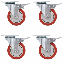 vidaXL Swivel Casters with Double Brakes 100mm Furniture Wheels Trolley Caster - 16 pcs
