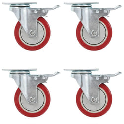 vidaXL Swivel Casters with Double Brakes 100mm Furniture Wheels Trolley Caster - 16 pcs