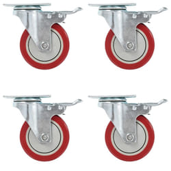 vidaXL Swivel Casters with Double Brakes 100mm Furniture Wheels Trolley Caster - 24 pcs