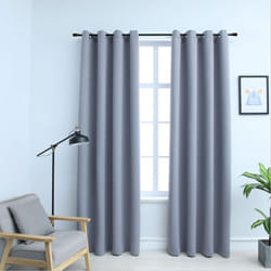 vidaXL 2x Blackout Curtains with Metal Rings Grey 140x225cm Blind Drapery