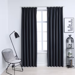 vidaXL 2x Blackout Curtains with Hooks Anthracite 225cm Blind Window Covering