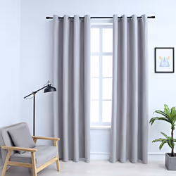 vidaXL 2x Blackout Curtains with Metal Rings Grey 140x245cm Blind Drapery