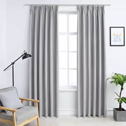 vidaXL 2x Blackout Curtains with Hooks Grey 140x175cm Drapery Blind Drape