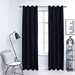vidaXL 2x Blackout Curtains with Metal Rings Velvet Black 140x175cm Blind