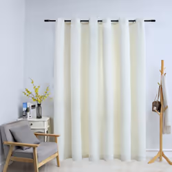 vidaXL Blackout Curtain with Metal Rings Velvet Cream Blind Drapery Window