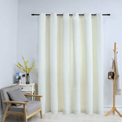 vidaXL Blackout Curtain with Metal Rings Velvet Cream Blind Drapery Window