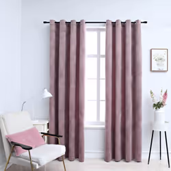 vidaXL 2x Blackout Curtains with Rings Velvet Anthracite Pink 140x225cm Blind