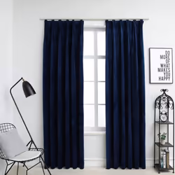 vidaXL 2x Blackout Curtains with Hooks Velvet Dark Blue 140x225cm Drapery