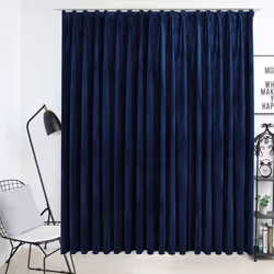 vidaXL Blackout Curtain with Hooks Velvet Dark Blue Blind Drape Window Curtain