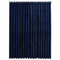 vidaXL Blackout Curtain with Hooks Velvet Dark Blue Blind Drape Window Curtain