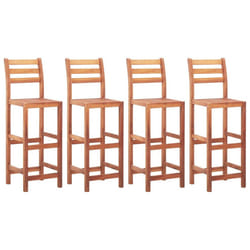 vidaXL 4x Solid Acacia Wood Bar Chairs with Backrest Garden Counter Stool