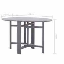vidaXL Solid Acacia Wood Garden Table Grey 120cm Dining Kitchen Butterfly Desk - Additional view 7