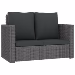 2pc VidaXL Grey Poly-Rattan Garden Lounge Set With Cushions