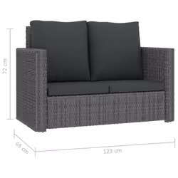2pc VidaXL Grey Poly-Rattan Garden Lounge Set With Cushions - Additional view 6