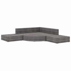 vidaXL 6x Garden Lounge Set with Cushions Poly Rattan Grey Outdoor Sofa Sets