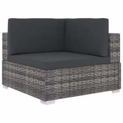 vidaXL 6x Garden Lounge Set with Cushions Poly Rattan Grey Outdoor Sofa Sets