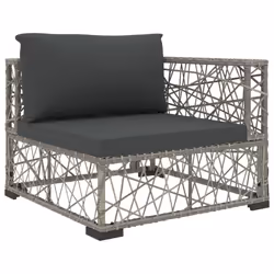 vidaXL 5 Piece Garden Lounge Set with Cushions Poly Rattan Grey Outdoor Sofa