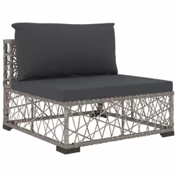 vidaXL 5 Piece Garden Lounge Set with Cushions Poly Rattan Grey Outdoor Sofa - Additional view 4