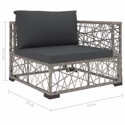vidaXL 5 Piece Garden Lounge Set with Cushions Poly Rattan Grey Outdoor Sofa - Additional view 7