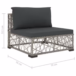 vidaXL 5 Piece Garden Lounge Set with Cushions Poly Rattan Grey Outdoor Sofa - Additional view 8