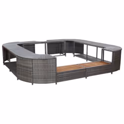 vidaXL Square Spa Surround Grey Poly Rattan Chic Outdoor Hot Tub Enclosures